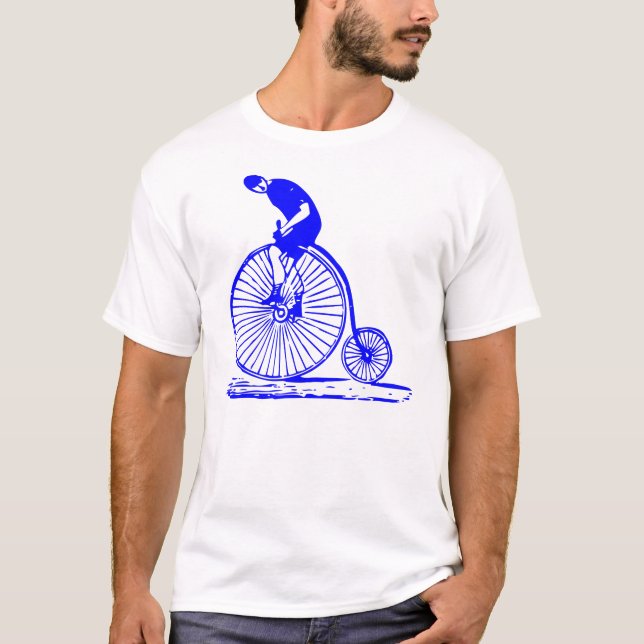 Camiseta Hombre con un penny Farthing - Azul (Anverso)