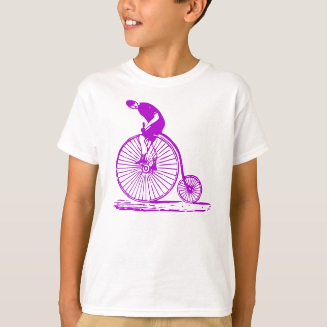 Camiseta Hombre con un penny Farthing - Púrpura (Anverso)