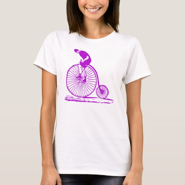 Camiseta Hombre con un penny Farthing - Púrpura (Anverso)