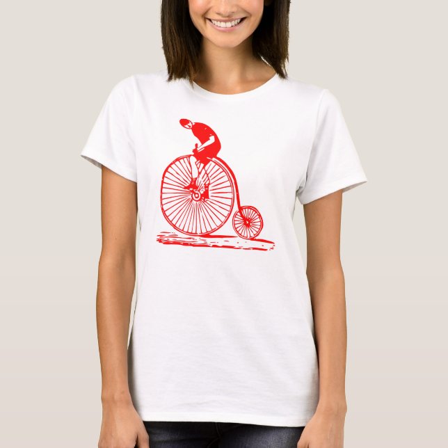 Camiseta Hombre con un penny Farthing - Rojo (Anverso)