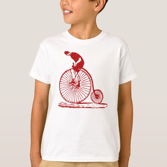 Camiseta Hombre con un penny Farthing - Rojo Ruby (Anverso)