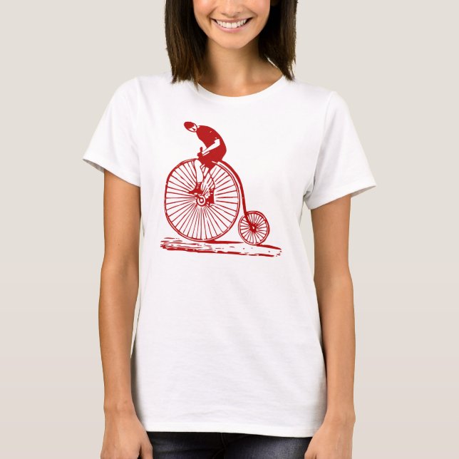 Camiseta Hombre con un penny Farthing - Rojo Ruby (Anverso)