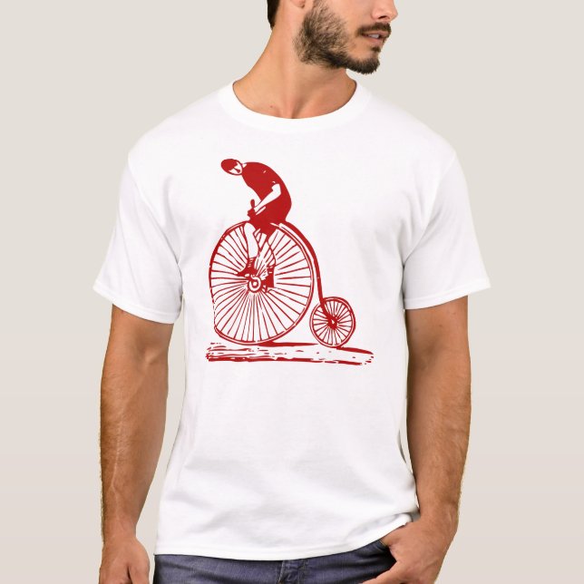 Camiseta Hombre con un penny Farthing - Rojo Ruby (Anverso)