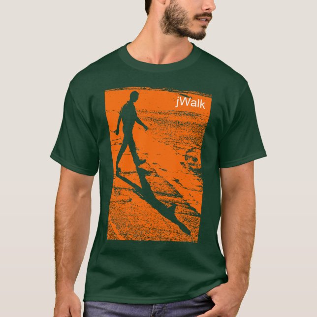 Camiseta Hombre cruzando una carretera - En Naranja - (Cami (Anverso)