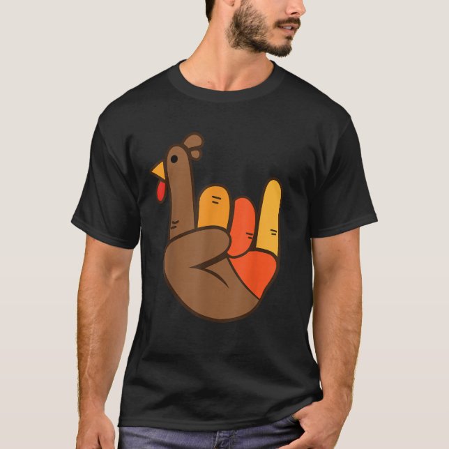 Camiseta Hombre de acción de gracias de rock Hand Turkey di (Anverso)