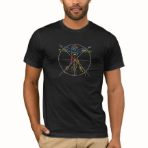 Hombre de anatomía DaVinci en colores Chakra