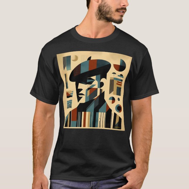 Camiseta Hombre De Arte Moderno De Mediados Del Siglo Con B (Anverso)