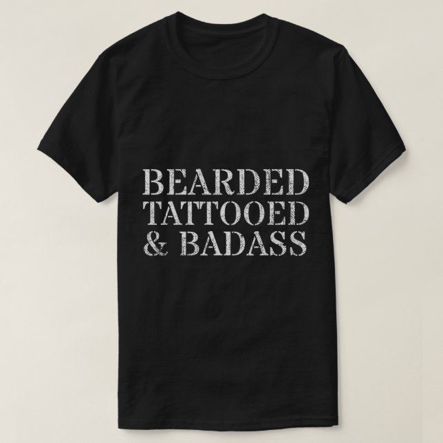 Camiseta Hombre de Badass con barba y tacón Tattoo Funny Be (Diseño del anverso)
