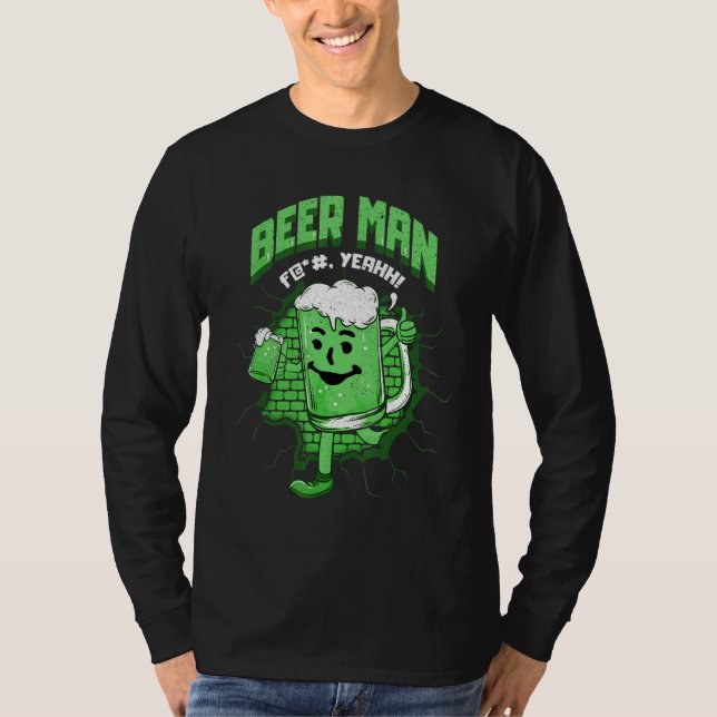 Camiseta Hombre De Cerveza Gracioso Con Vidrio De Cerveza A (Anverso)