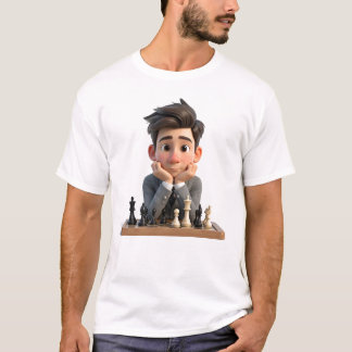Camiseta Hombre de dibujos animados en 3D pensando en ajedr