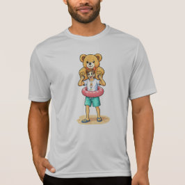 Camiseta Hombre de dibujos animados lindo con oso de peluch