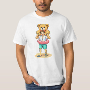 Camiseta Hombre de dibujos animados lindo con oso de peluch