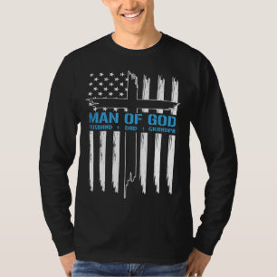Camiseta Hombre de Dios cruza la bandera estadounidense Jes