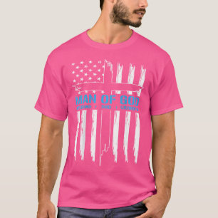 Camiseta Hombre de Dios cruza la bandera estadounidense Jes