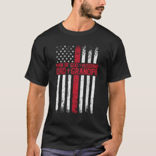 Camiseta Hombre De Dios Esposo Papá Abuelo Bandera Estadoun
