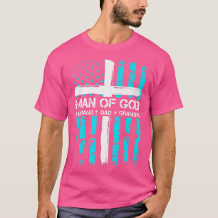 Camiseta hombre de dios esposo papá abuelo cruz de bandera 
