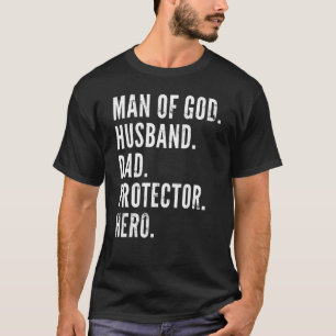 Camiseta Hombre De Dios Esposo Papá Protector Hero