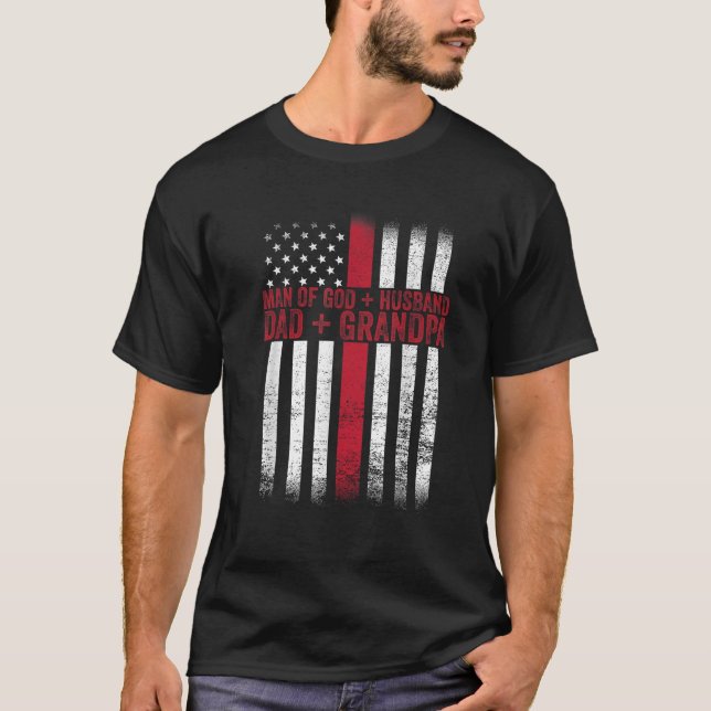 Camiseta Hombre De Dios Esposo Papi Bandera Abuela Fa Crist (Anverso)