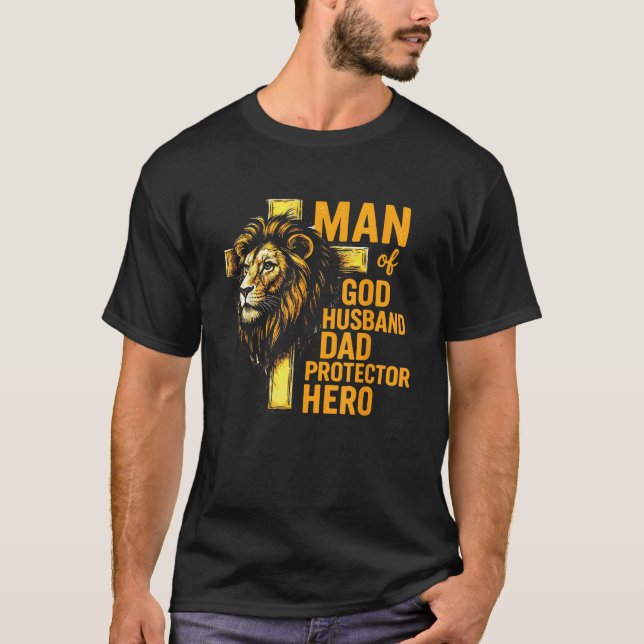Camiseta hombre de dios esposo protector de papá héroe cris (Anverso)