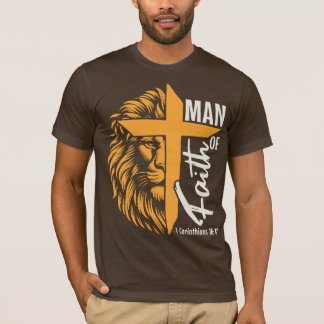 Camiseta Hombre De Fe Con León Y Cruz