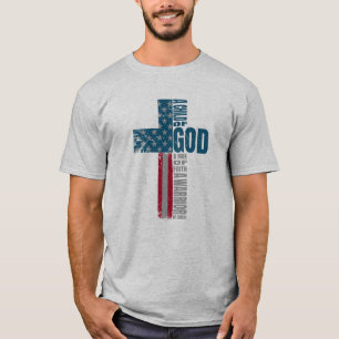 Camiseta Hombre de fe Cruz de la Bandera Estadounidense ang