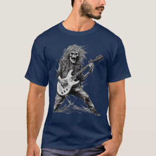 Camiseta Hombre de guitarra esqueleto Banda de Rock and Rol