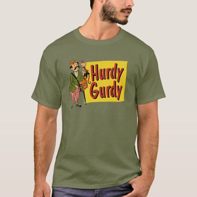 Camiseta Hombre de Hurdy Gurdy con el mono y el acordeón (Anverso)