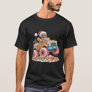 Camiseta Hombre de jengibre de camión monstruo Navidad horn