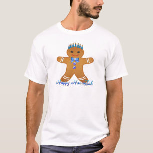 Camiseta Hombre de jengibre de la menorá de Hanukkah feliz