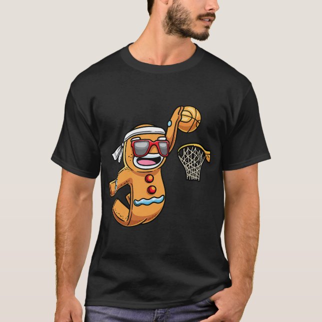 Camiseta Hombre de jengibre jugando Navidades de baloncesto (Anverso)
