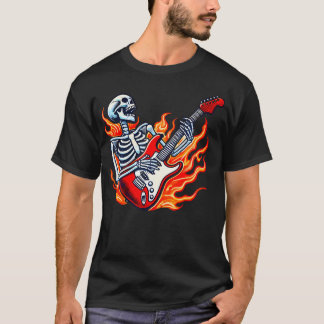 Camiseta Hombre de la guitarra eléctrica esqueleto Banda de