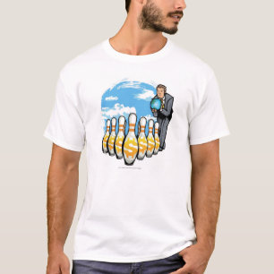 Camiseta Hombre de negocios que rueda un globo hacia los