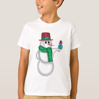 Camiseta Hombre de nieve con arte folclórico rojo