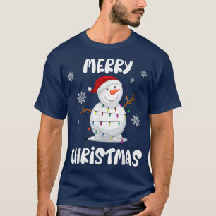 Camiseta Hombre de nieve con luces de hadas y Feliz Navidad