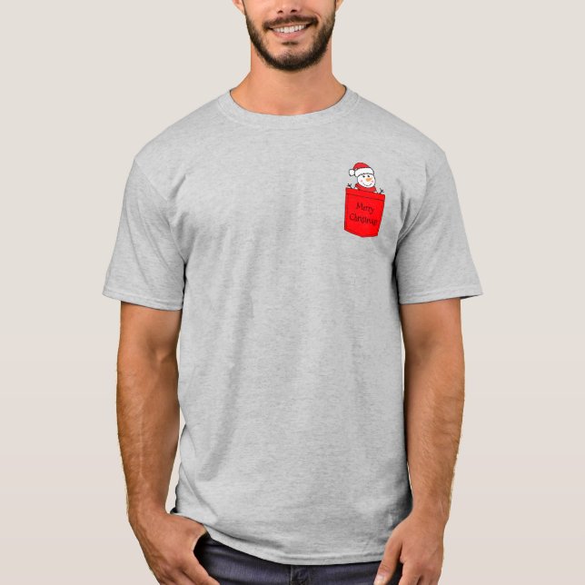 Camiseta Hombre de nieve con navidades de bolsillo rojo (Anverso)