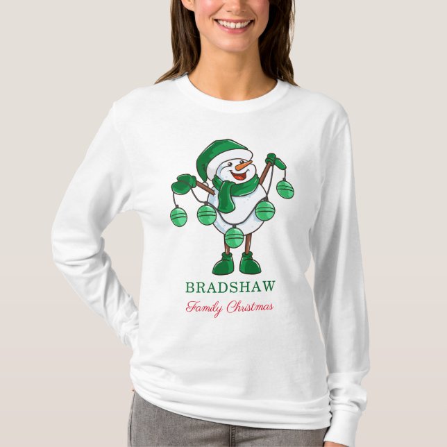 Camiseta Hombre de nieve con Navidades de la familia Bauble (Anverso)