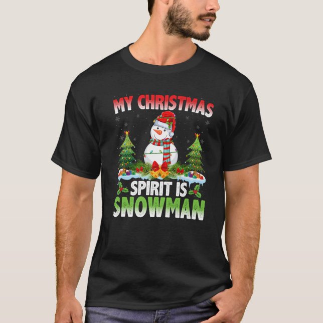 Camiseta Hombre De Nieve Con Sombrero De Santa Mi Espíritu  (Anverso)