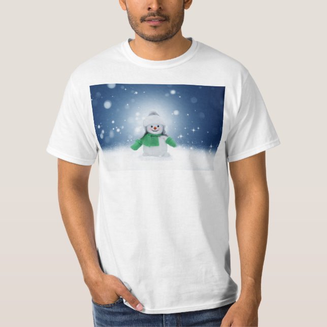 Camiseta Hombre de nieve de invierno SlipperyJoe bufanda ve (Anverso)