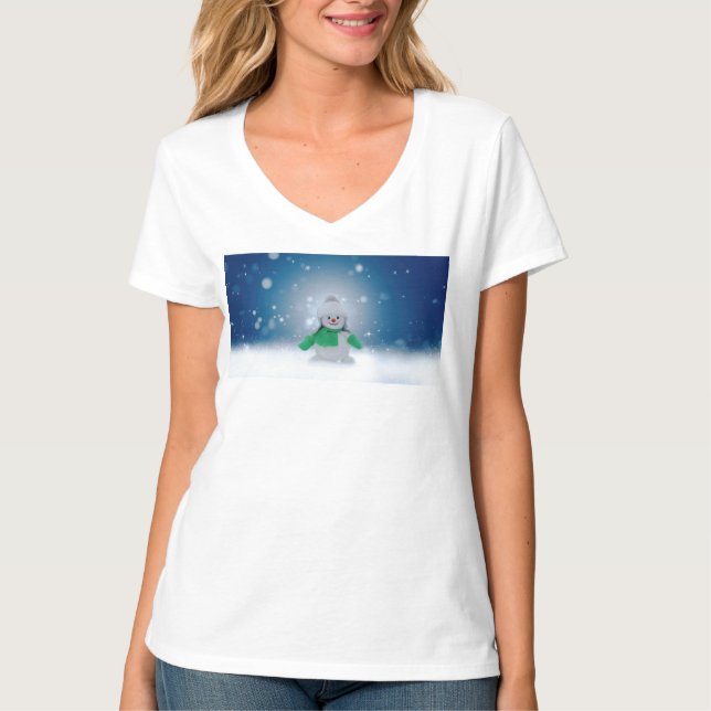 Camiseta Hombre de nieve de invierno SlipperyJoe bufanda ve (Anverso)