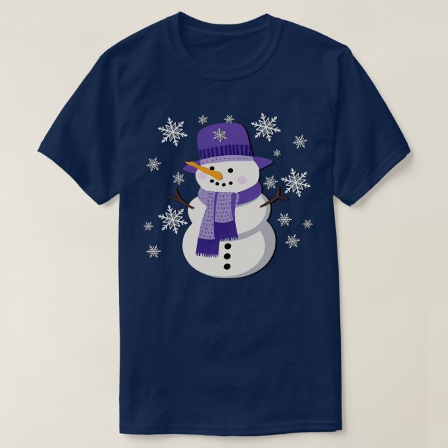 Camiseta Hombre De Nieve En Morado, Nieve En Internet (Diseño del anverso)