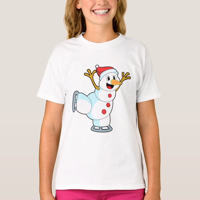 Camiseta Hombre de nieve en patinaje sobre hielo con patine (Anverso)