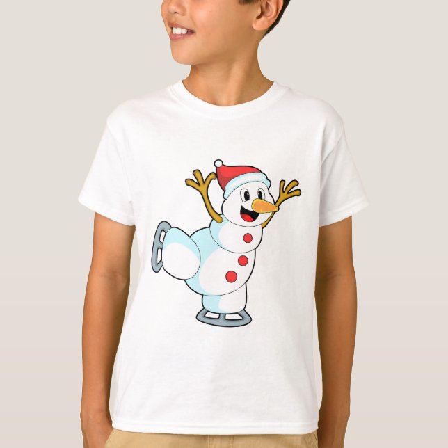 Camiseta Hombre de nieve en patinaje sobre hielo con patine (Anverso)