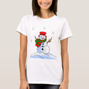 Camiseta Hombre de nieve personalizado sobre nieve y copos