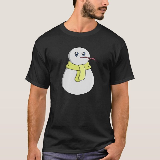 Camiseta Hombre de nieve usando una bufanda amarilla (Anverso)
