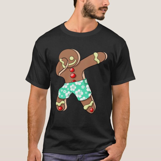 Camiseta Hombre de pan de jengibre haciendo dab Navidad Niñ (Anverso)