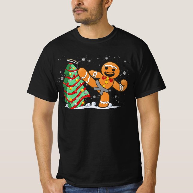 Camiseta Hombre de pan de jengibre Kung Fu Navidades curios (Anverso)