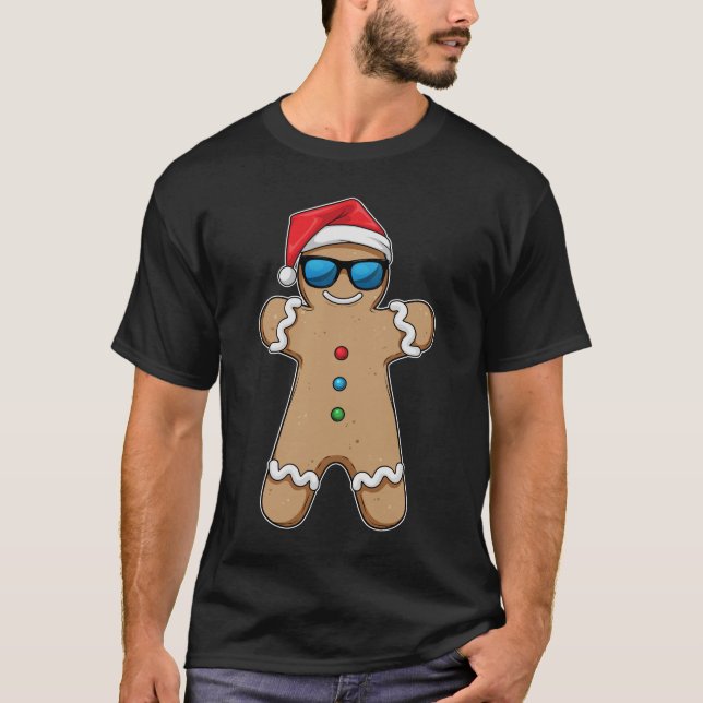 Camiseta Hombre de pan de jengibre Navidades gafas de sol (Anverso)