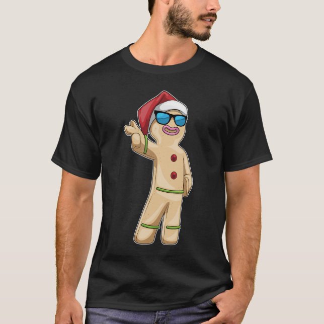 Camiseta Hombre de pan de jengibre Navidades gafas de sol (Anverso)