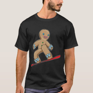 Camiseta Hombre de pan de jengibre Navidades Snowboard