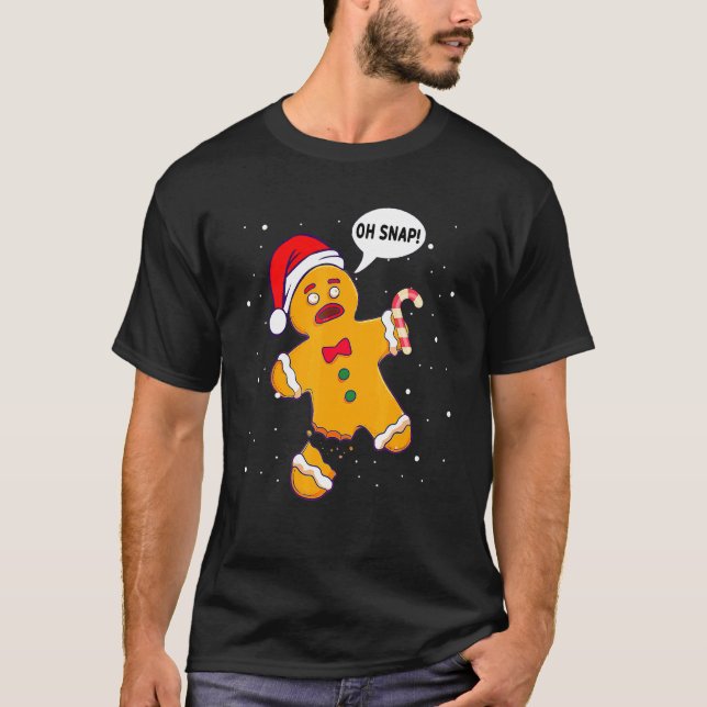 Camiseta Hombre de pan de jengibre Oh Navidades de chapa (Anverso)